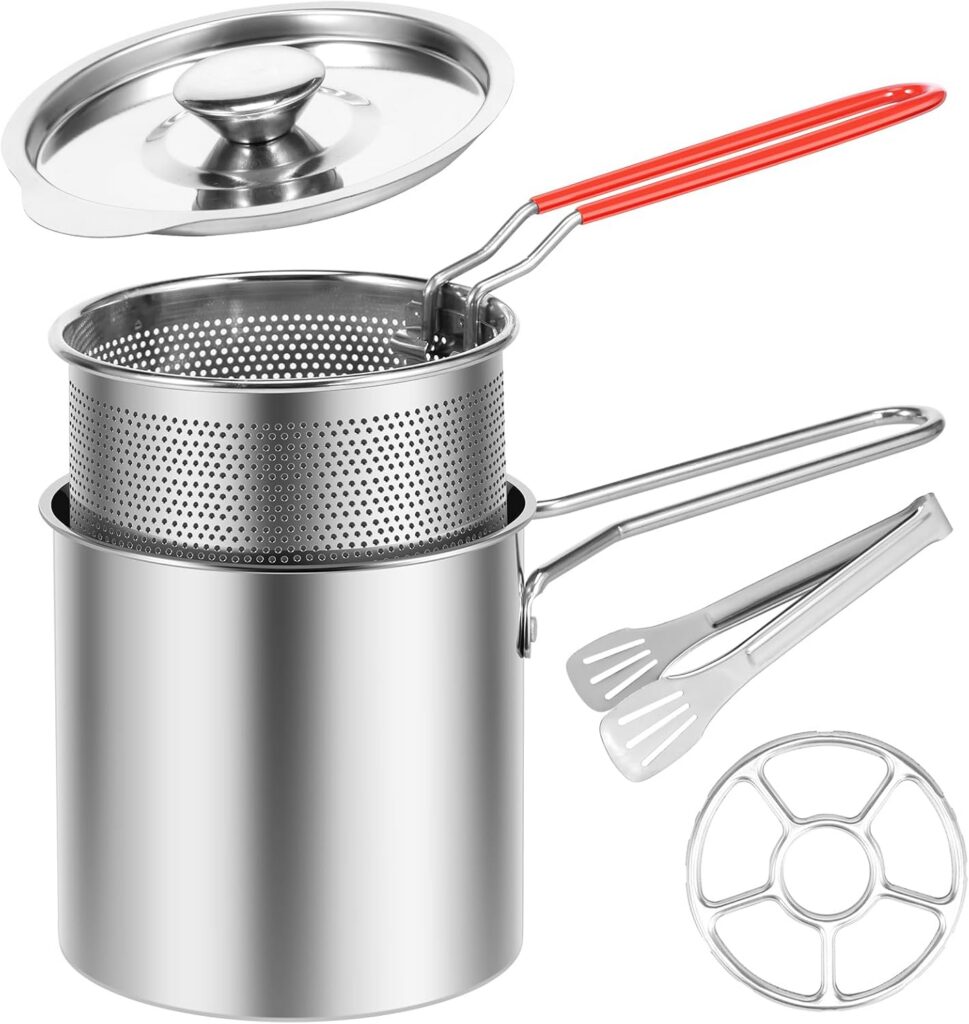 Stainless Steel Mini Deep Fryer Pot with Strainer Basket, Style 03