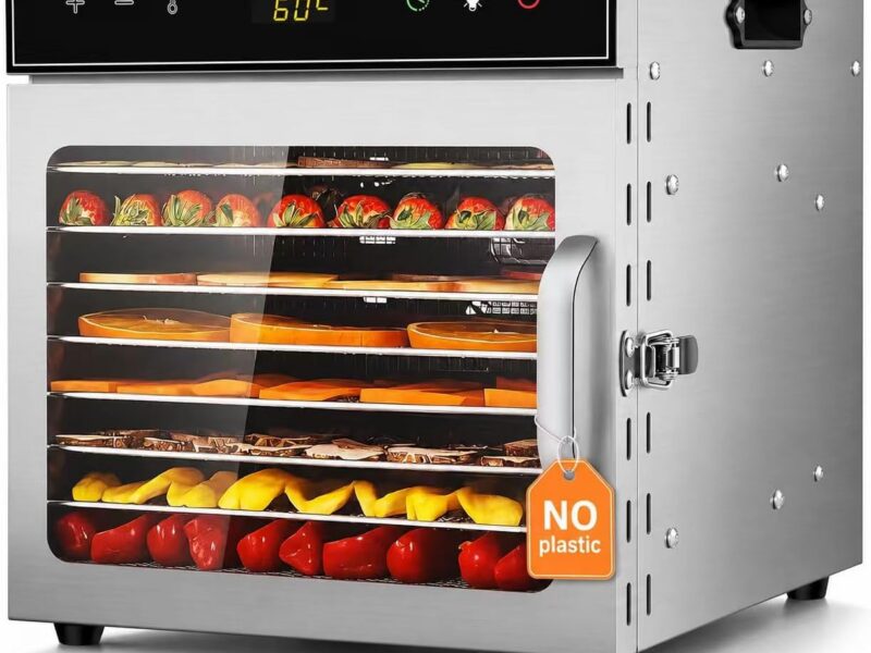 Stainless Steel 8-Level Food Dehydrator, 500W with Air Circulation