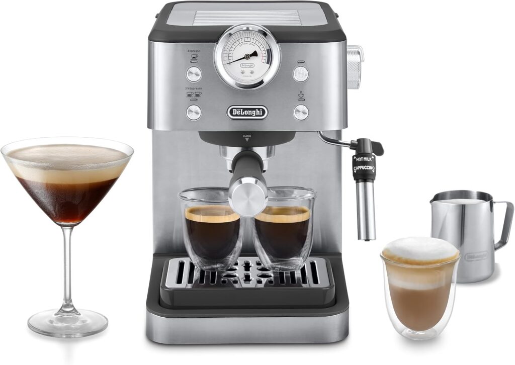 De’Longhi Linea Classic Stainless Espresso Maker, EM450.M