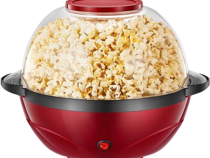 Electric 2-in-1 Popcorn Popper, 6 Quart/24 Cup, Nonstick Stirring Plate, 850W