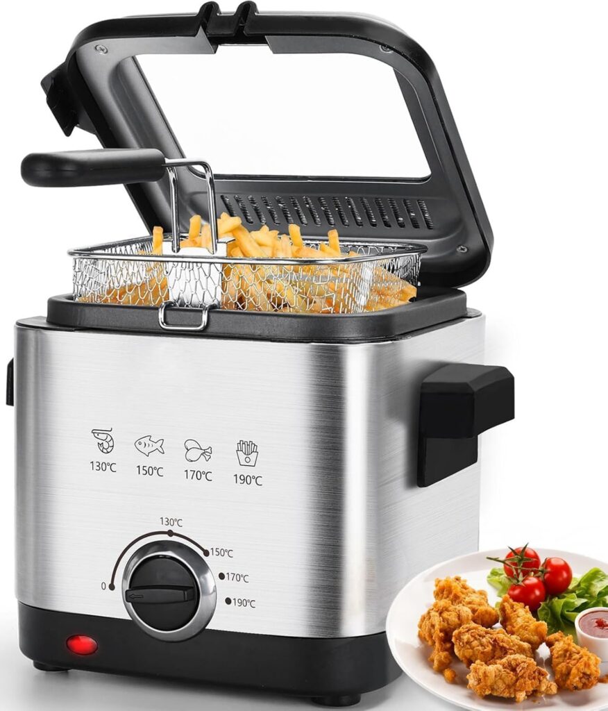 2.5L Stainless Steel Deep Fryer, 1000W Temperature Control