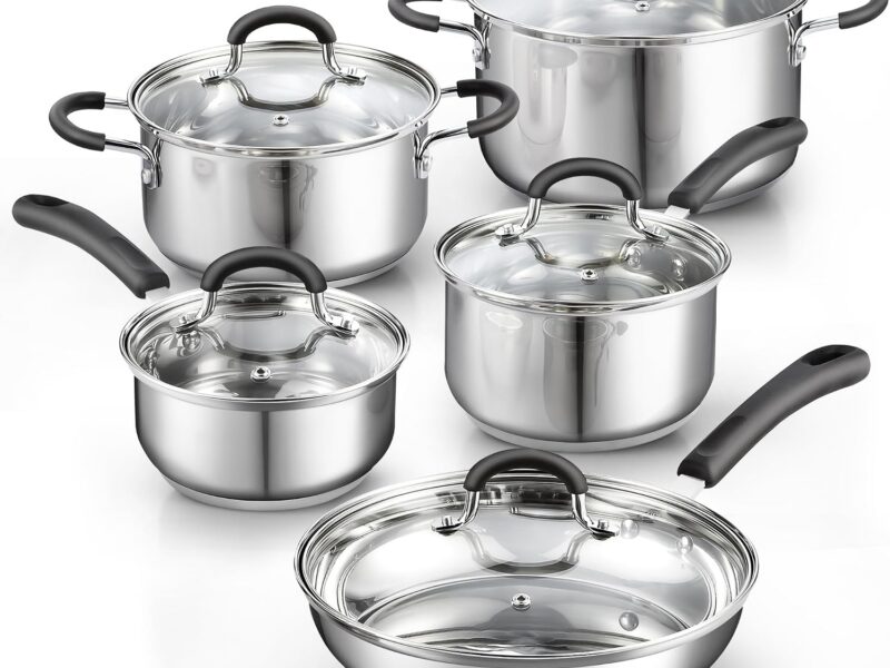 Cook N Home 10-Piece Stainless Steel Cookware Set