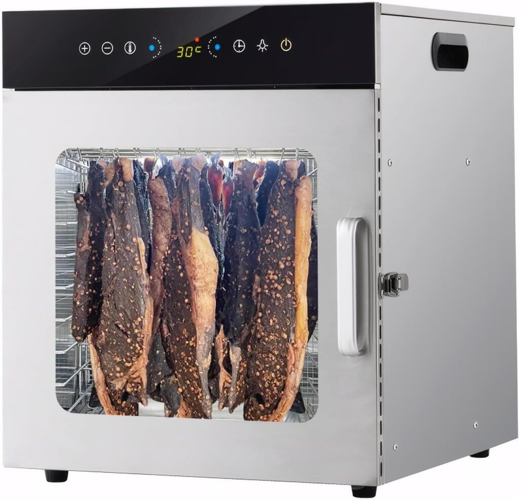 8-Tray Food Dehydrating Cabinet, 2 Hanging Rods & 20 Hooks