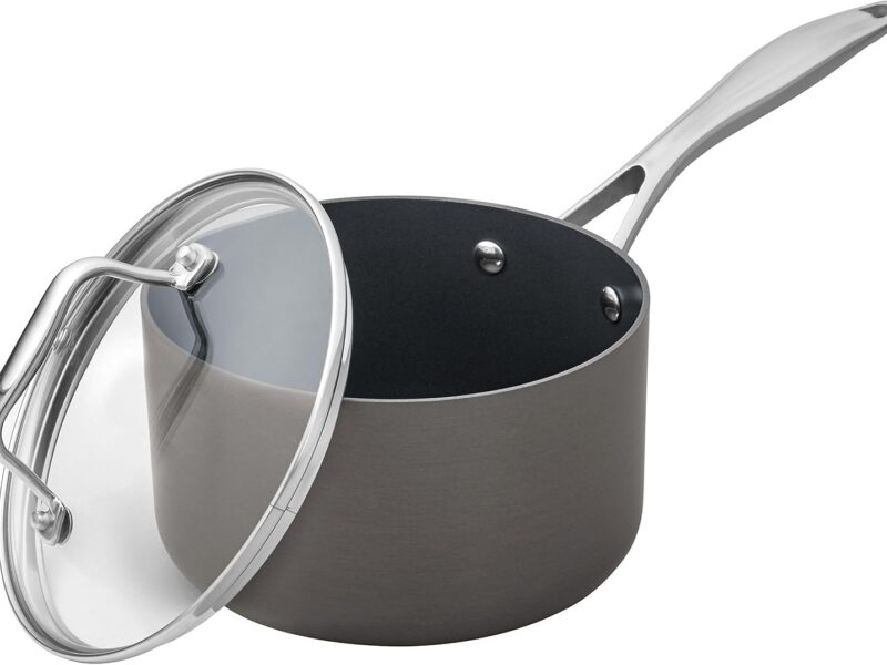 Stone & Beam Hard-Anodized Nonstick Saucepan, 1.8L with Lid