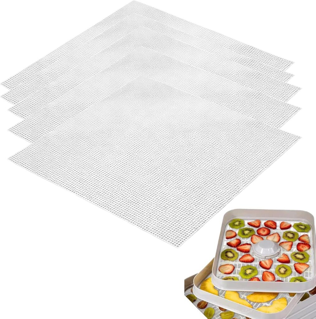 5-Piece Reusable Silicone Dehydrator Sheets, Non-Stick Drying Mats