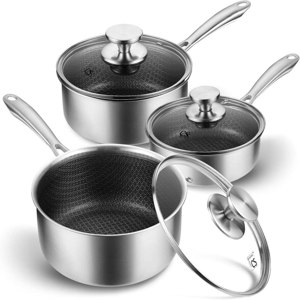 KOCH SYSTEME CS Hybrid Honeycomb Stainless Steel Saucepan Set, 3-Piece
