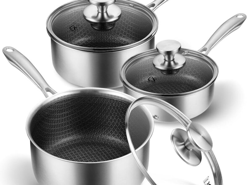KOCH SYSTEME CS Hybrid Honeycomb Stainless Steel Saucepan Set, 3-Piece