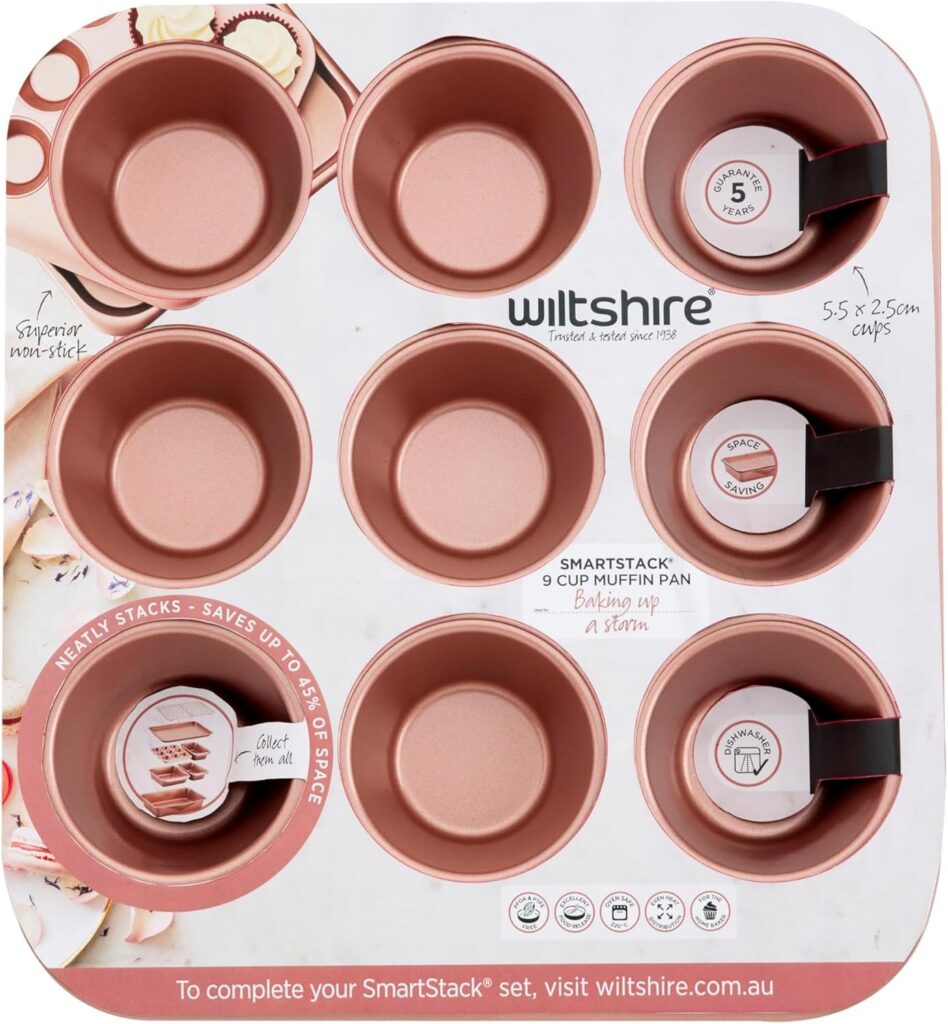 Wiltshire Smart Stack Rose Gold Muffin Tray, 9 Cup