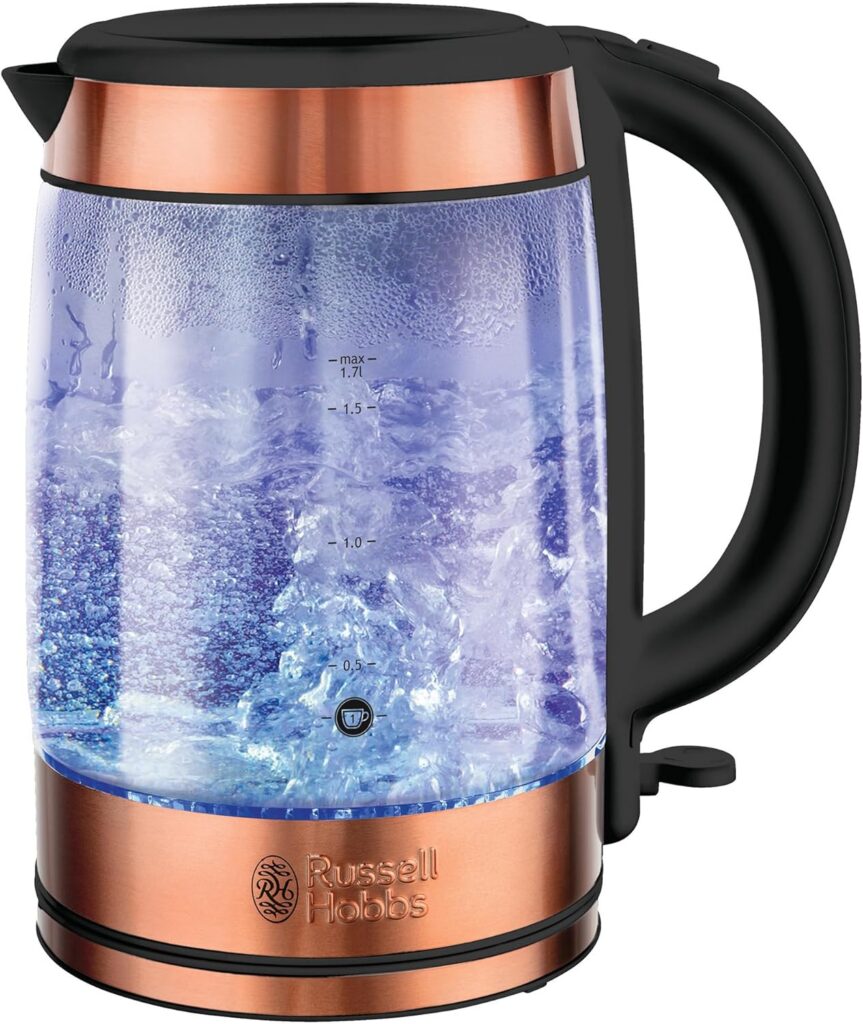 Russell Hobbs Brooklyn 1.7L Glass Kettle Copper