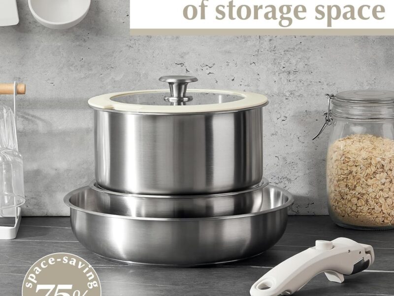 KOCH SYSTEME CS 7-Piece Stainless Steel Cookware Set, Detachable Handle