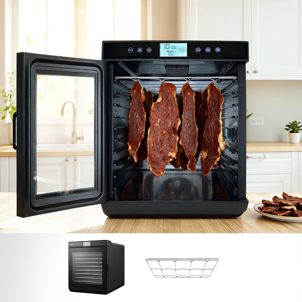 Devanti Stainless Steel Food Dehydrator, Glass Door & 24H Timer