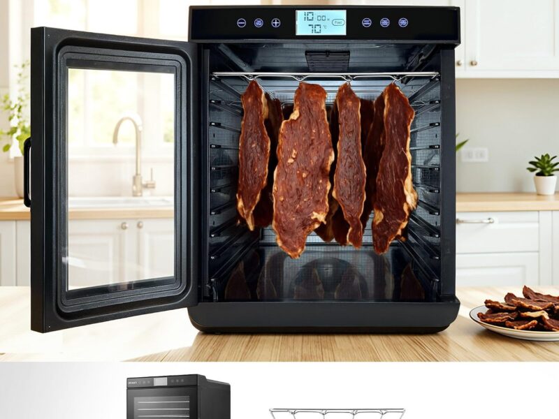 Devanti Stainless Steel Food Dehydrator, Glass Door & 24H Timer