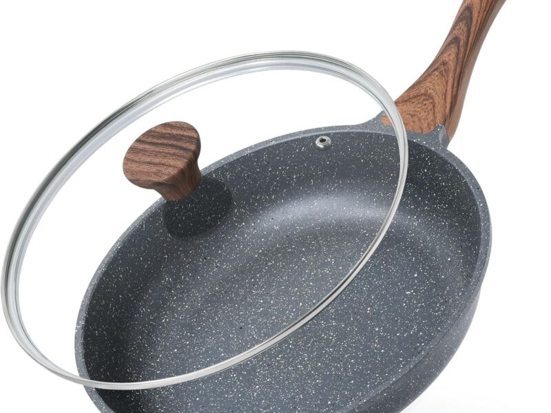 SENSARTE Nonstick Frying Pan Skillet with Lid, 32cm