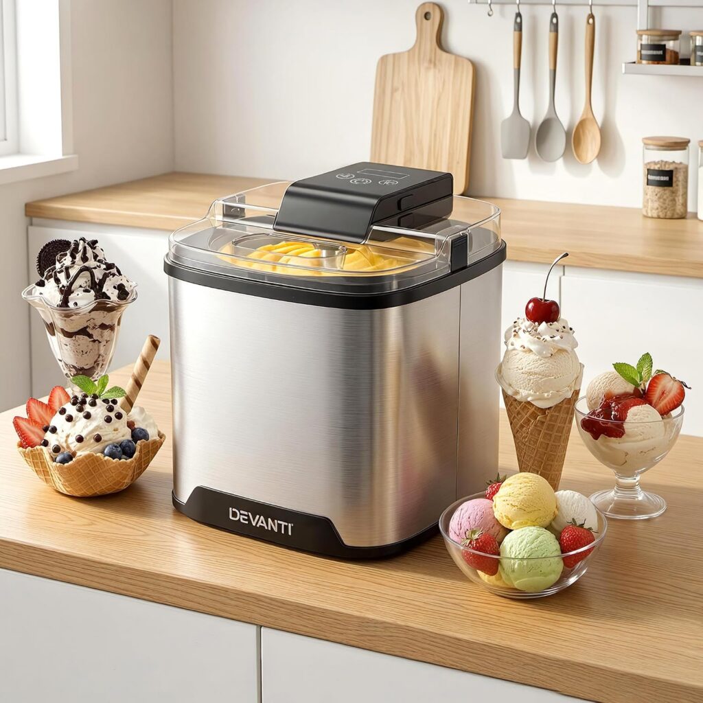 Devanti 2L Ice Cream Maker, Homemade Gelato & Sorbet