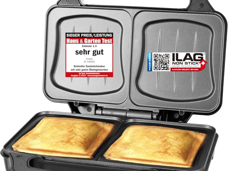 Emerio XXL Sandwich Toaster, Large Shell Shape, 900W