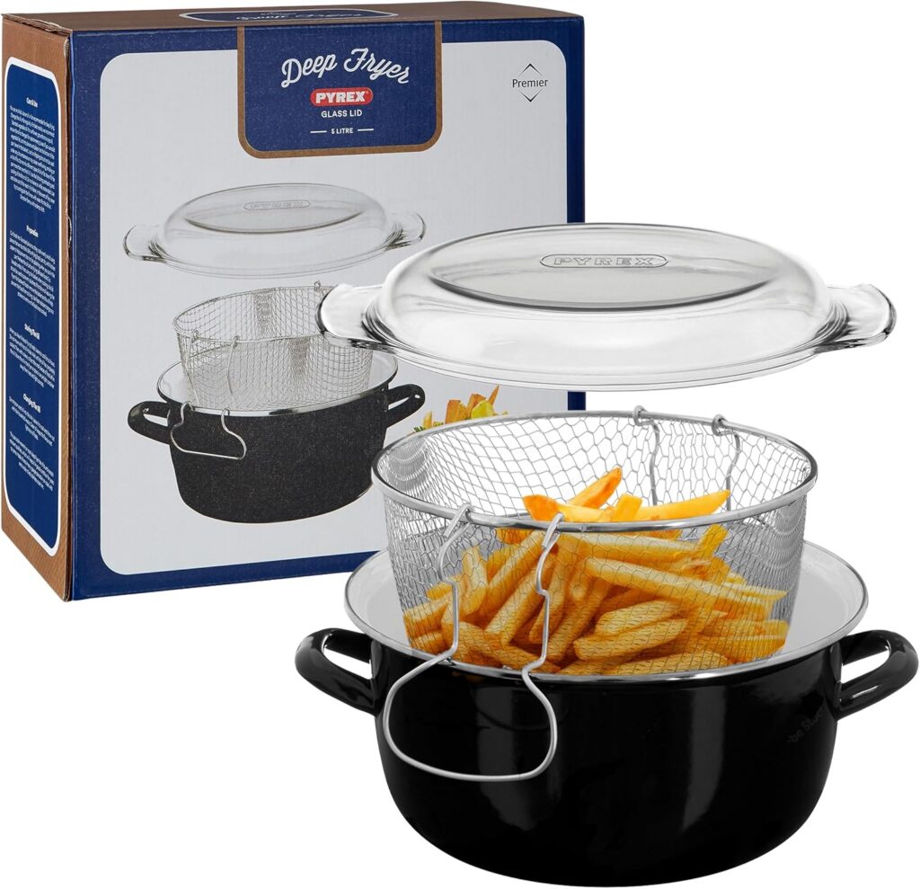 Premier Housewares 102102 5L Deep Fat Fryer, Enamel Chip Pan