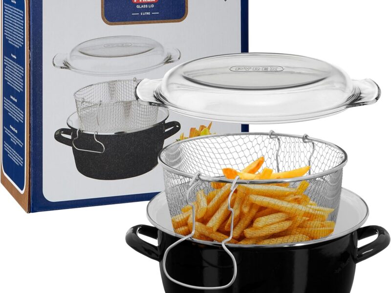 Premier Housewares 102102 5L Deep Fat Fryer, Enamel Chip Pan