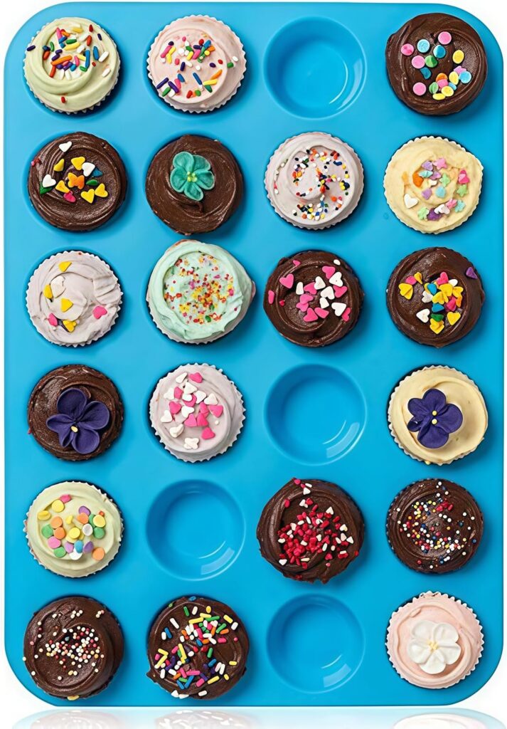 24-Cup Silicone Mini Muffin Mould, Dishwasher Safe