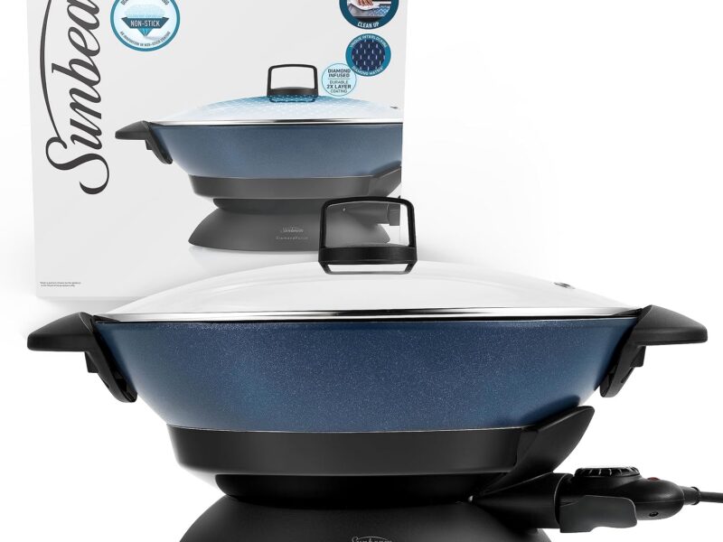 Sunbeam DiamondForce Electric Wok, 7.5L Non Stick Pan
