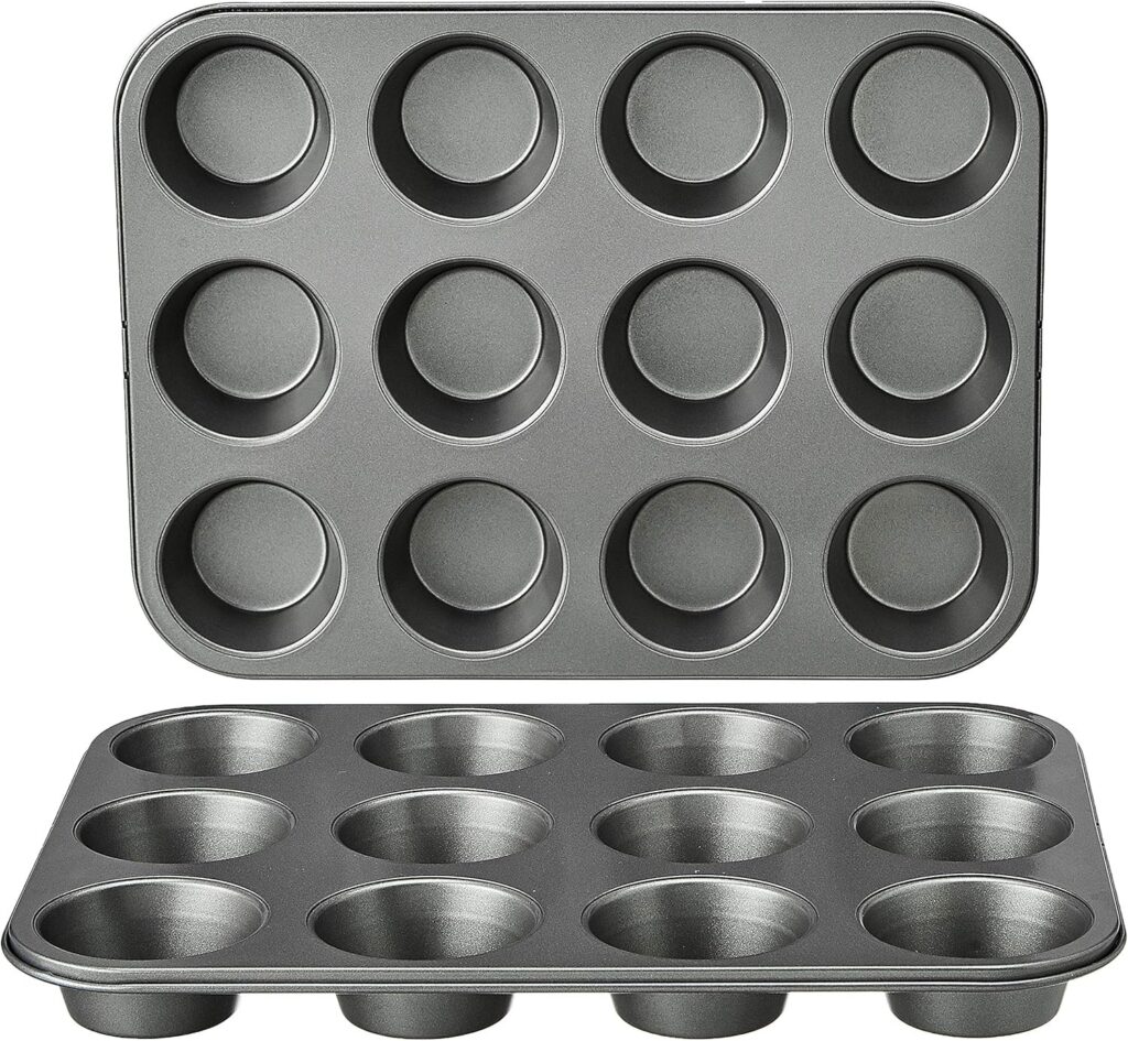 Nonstick Carbon Steel Muffin Pans, Two 12-Cup Trays