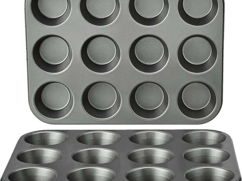 Nonstick Carbon Steel Muffin Pans, Two 12-Cup Trays