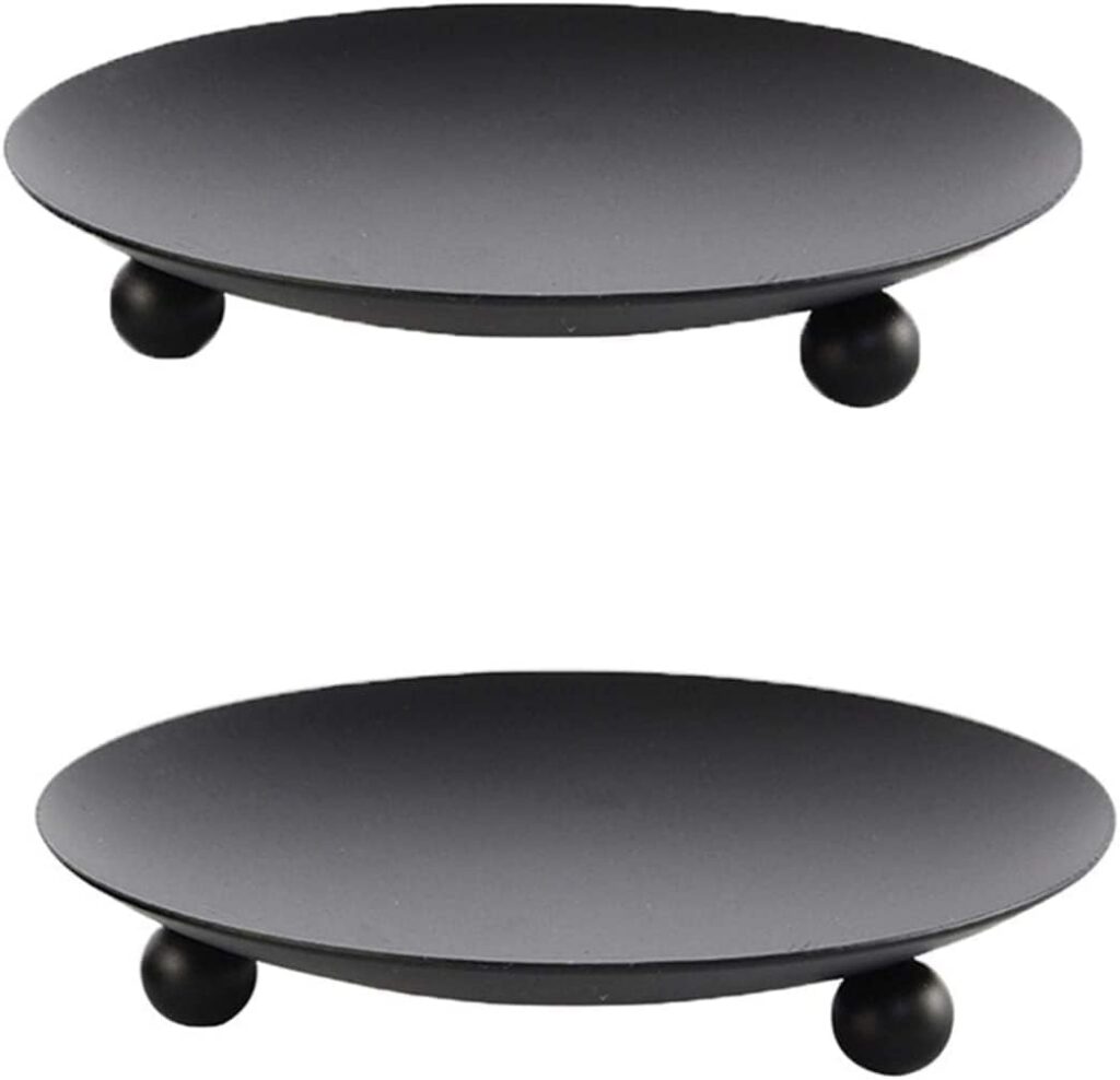 VIYAGOOL Black Iron 2 Low Base Candle Holders