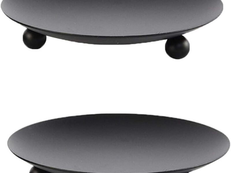 VIYAGOOL Black Iron 2 Low Base Candle Holders