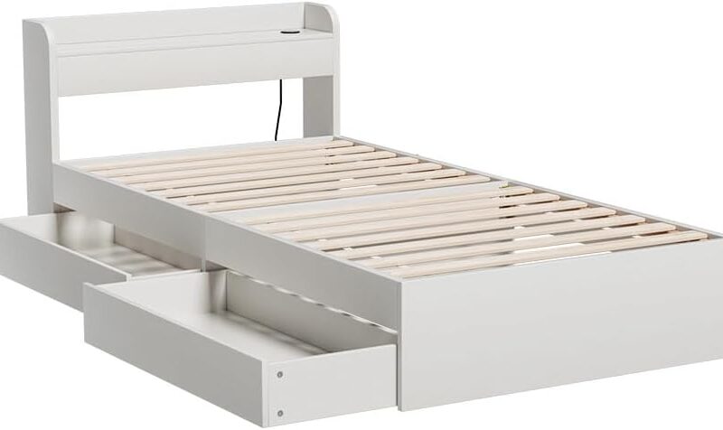 Artiss Single White Storage Drawer Bed Frame