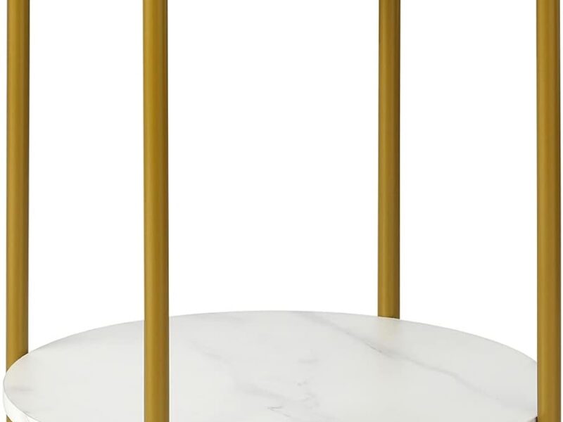 Oikiture Marble-Effect Finish Side Table