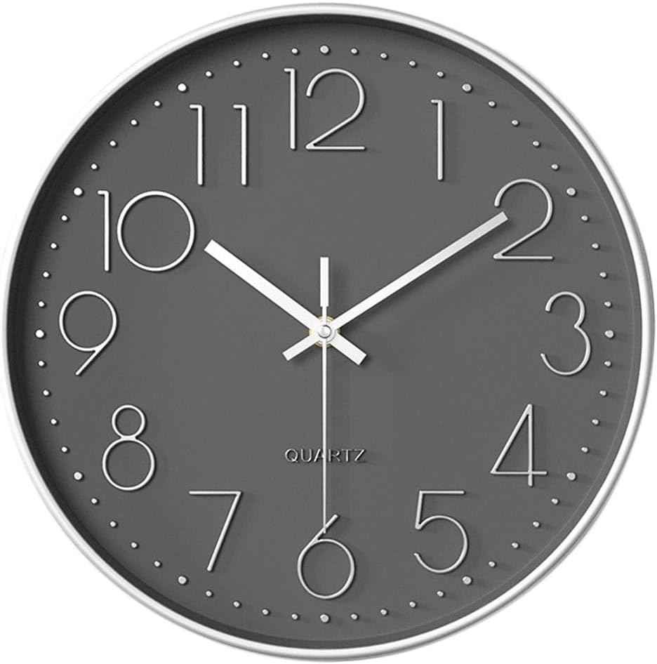 REDPINGUO Sweep Wall Clock, White and Grey