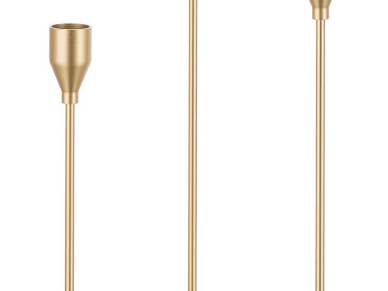 Candeldo Gold Metal 3 Tall Taper Candle Holders