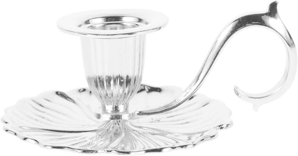 AIMALL Silver Leaf Design Vintage Taper Candle Holder