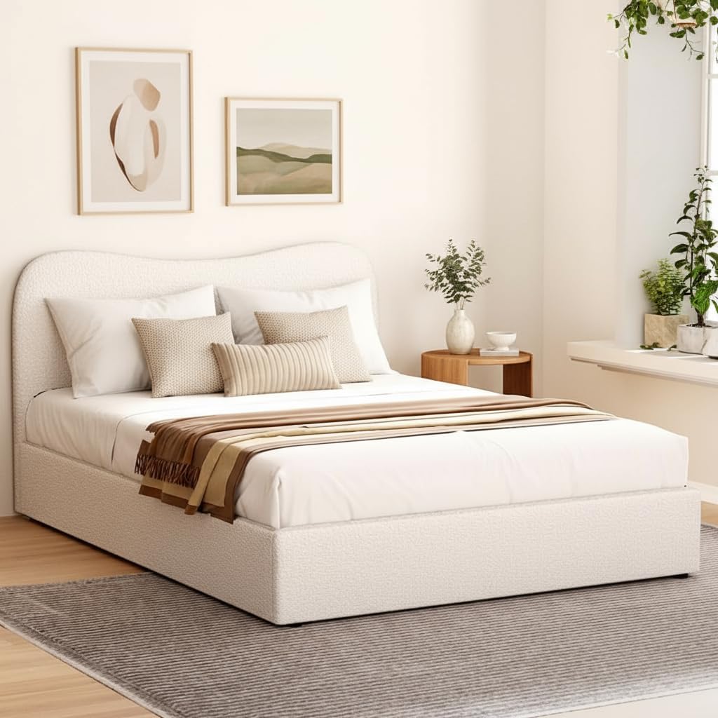 Artiss Double Boucle Upholstered Bed Frame