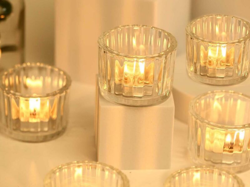 Dotbengc Clear Glass 6 Votive Tealight Candle Holders
