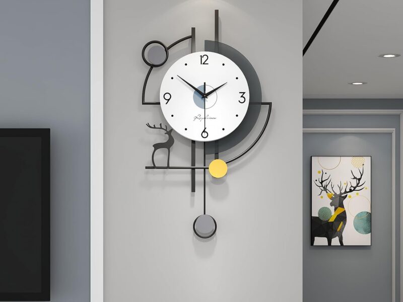 FLEBLE Deer Pendulum Wall Clock