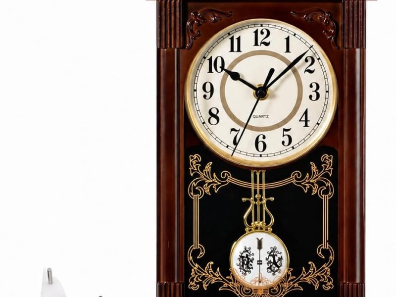 Clockswise Wood-Look Pendulum Wall Clock