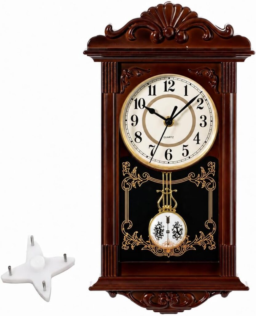 Clockswise Wood-Look Pendulum Wall Clock