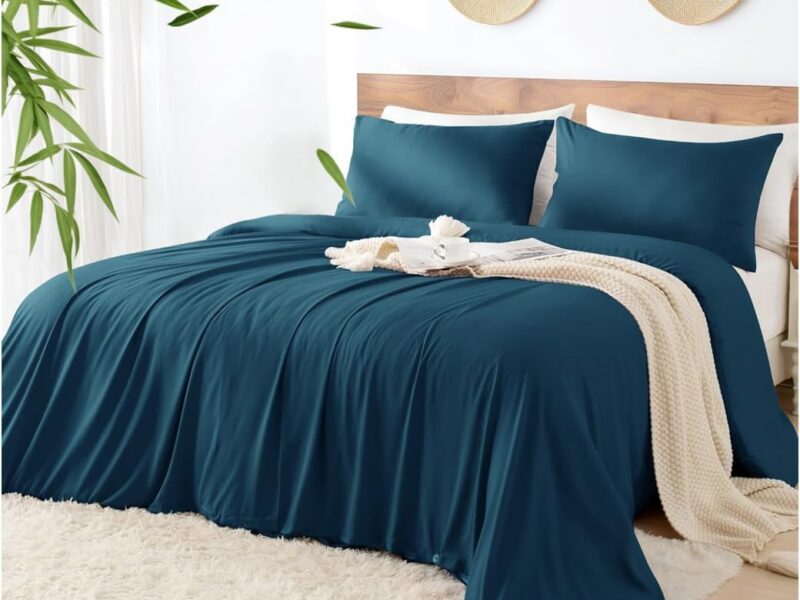 LINENOVA Biscay Blue Bamboo Blend Quilt Cover Set