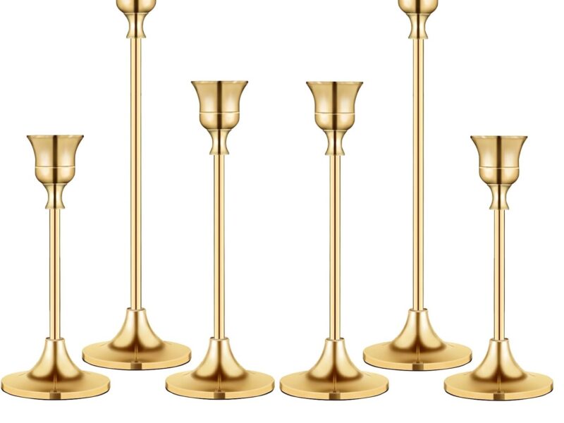 SBRC ZXX Brass Gold Metal Vintage Taper Candle Holders
