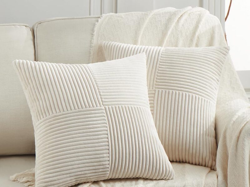 Fancy Homi Corduroy Patchwork Cushion Covers, Set of 2