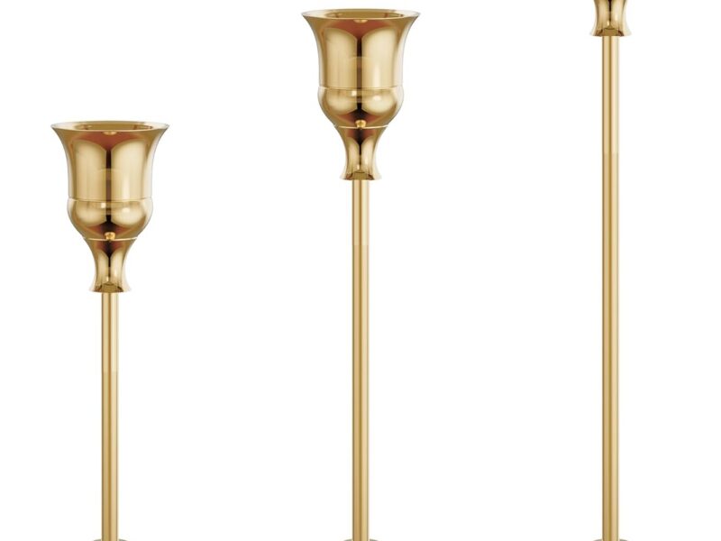 NLBTW French Gold Metal 3 Taper Candle Holders