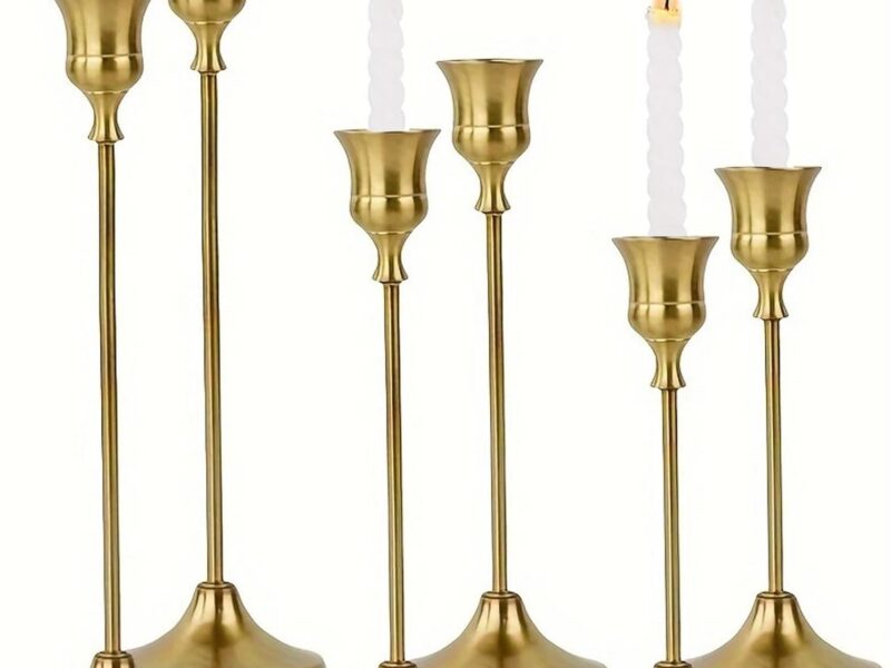 YELINTIAN Gold 6 Taper Candle Holders