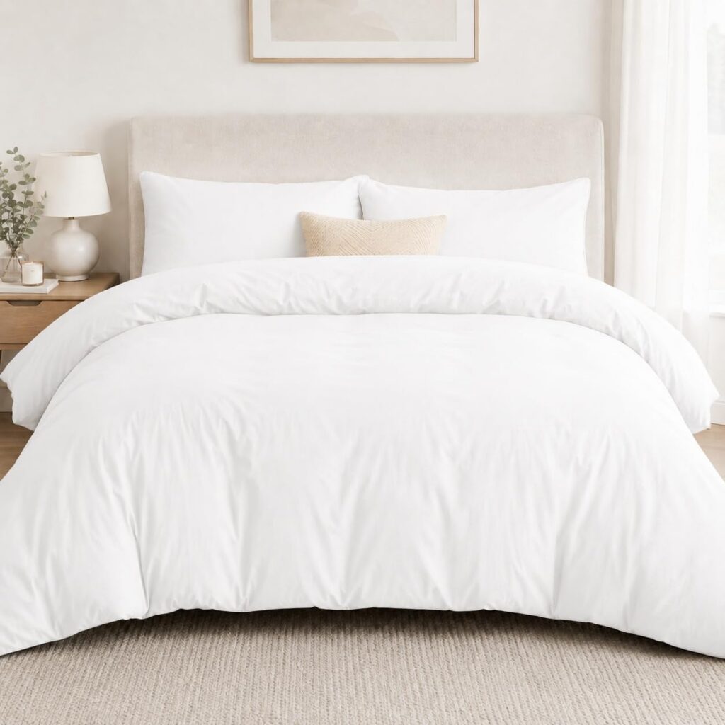CozyLux White Brushed Microfibre Quilt Cover Set