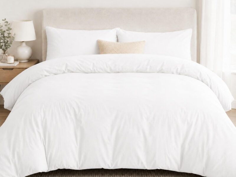 CozyLux White Brushed Microfibre Quilt Cover Set