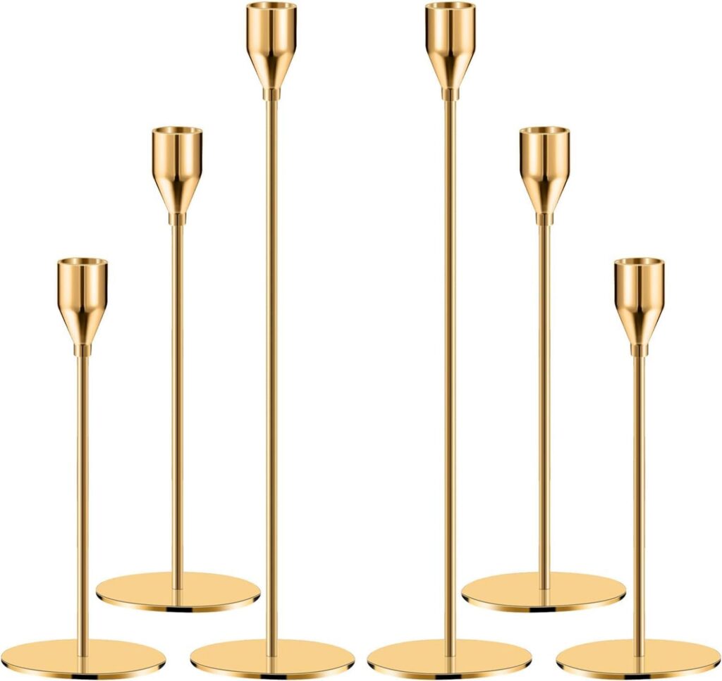 Liandliu Gold Metal Decorative Taper Candle Holder
