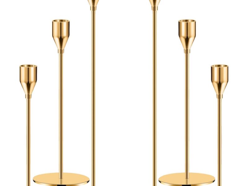 Liandliu Gold Metal Decorative Taper Candle Holder