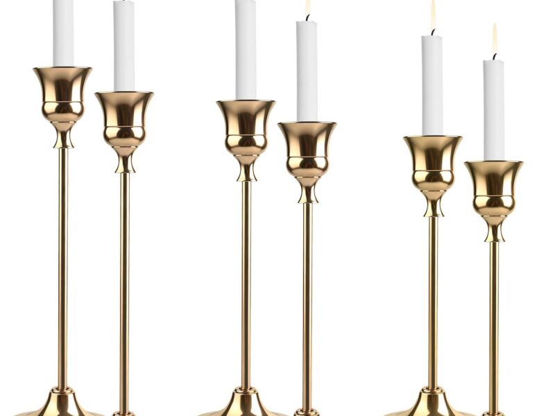 EukyPlace Gold Metal 3 Graduated Taper Candle Holders