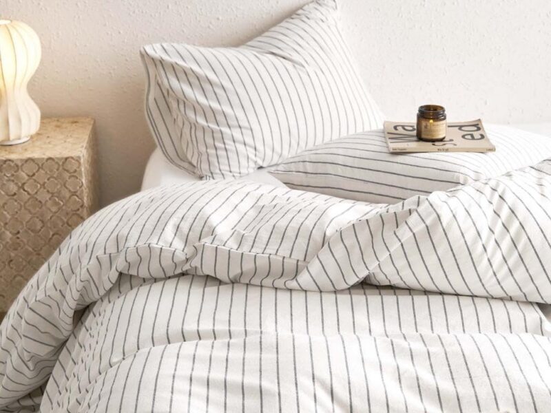 Wake In Cloud Washed Cotton Stripe Quilt Cover Set