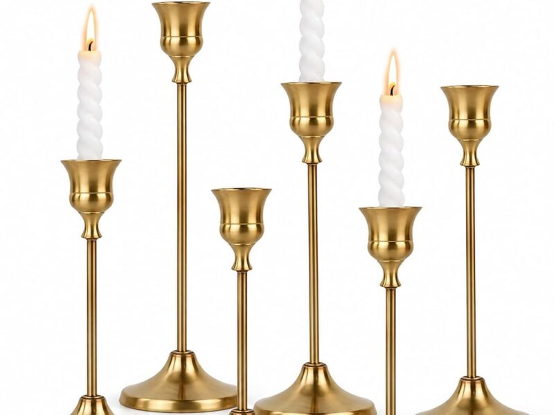 Wimarn Gold Metal 6 Taper Candle Holders