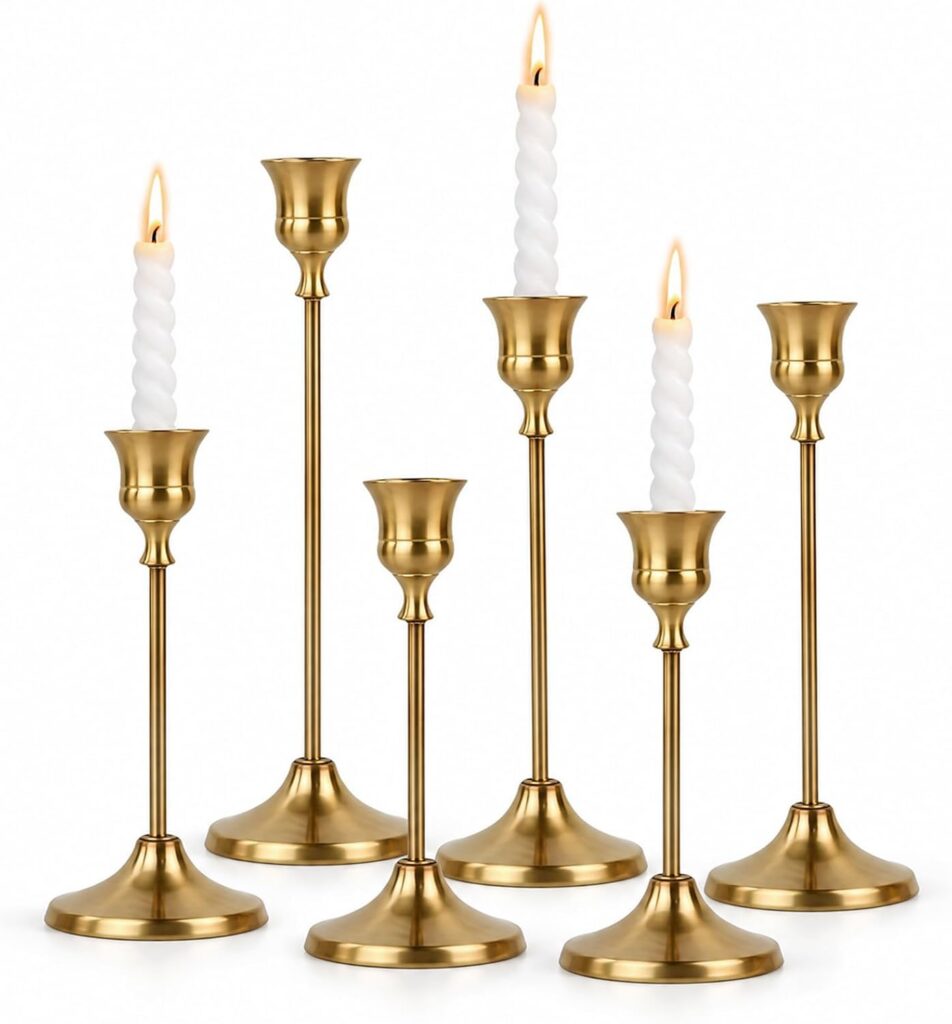 Wimarn Gold Metal 6 Taper Candle Holders